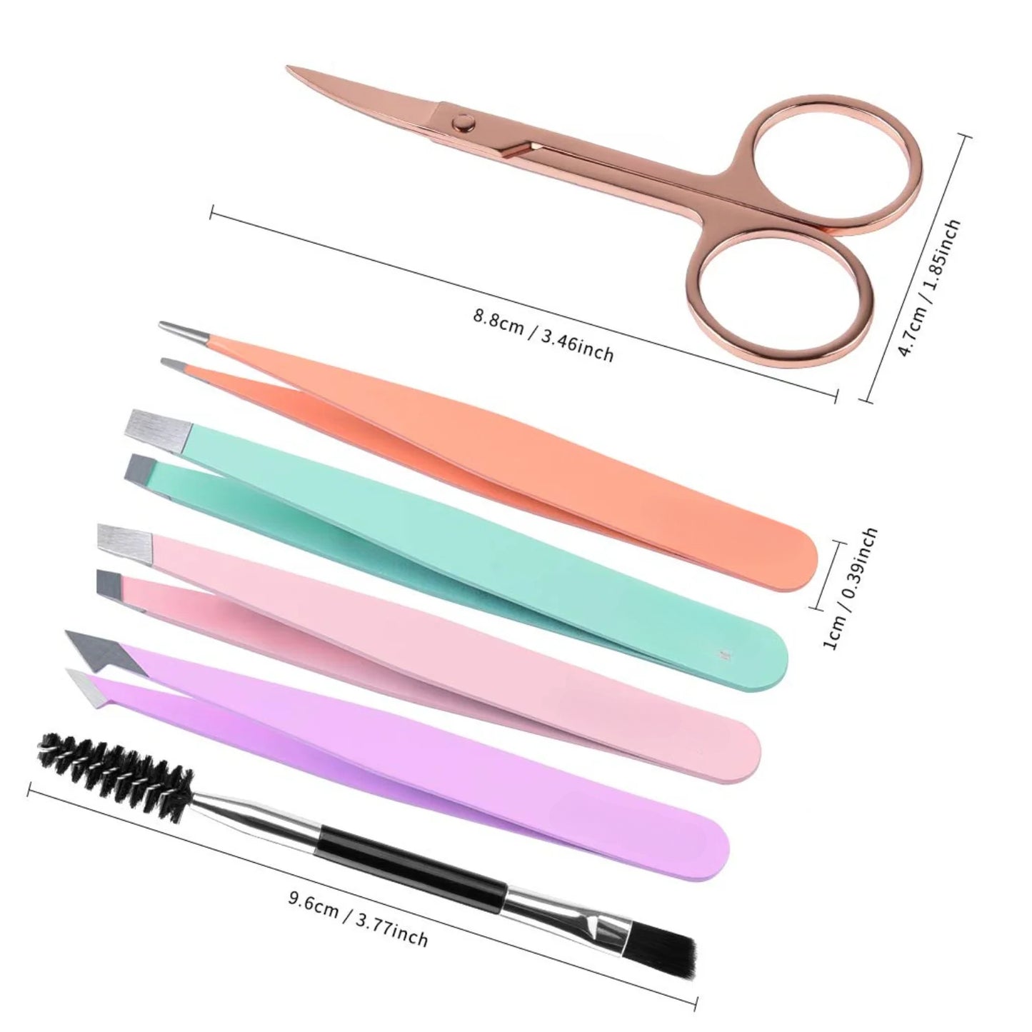 6 PCS Tweezers Set for Women, Eyebrow Tweezers with Curved Scissor for Ingrown Hair