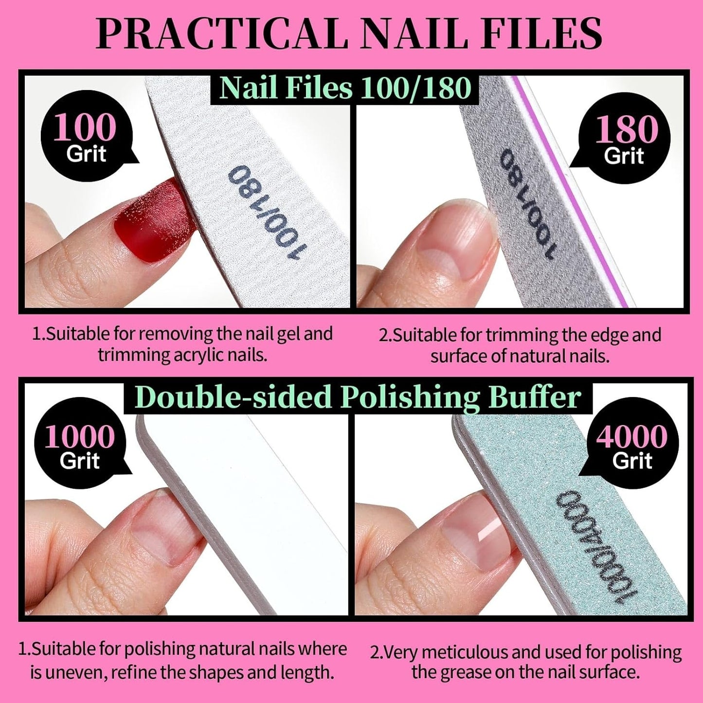 Nail Care Kit, Nail Files 100/180, Nail Buffer Block, Cuticle Nippers, Cuticle Trimmer, Cuticle Pusher