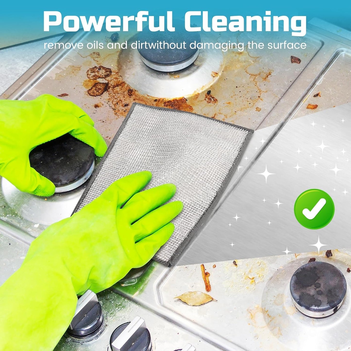 10 Pcs New Upgrade 3-Layer Metal Dish Cloth, Multipurpose Wire Dishwashing Rag,Kitchen Cleaning DishRags