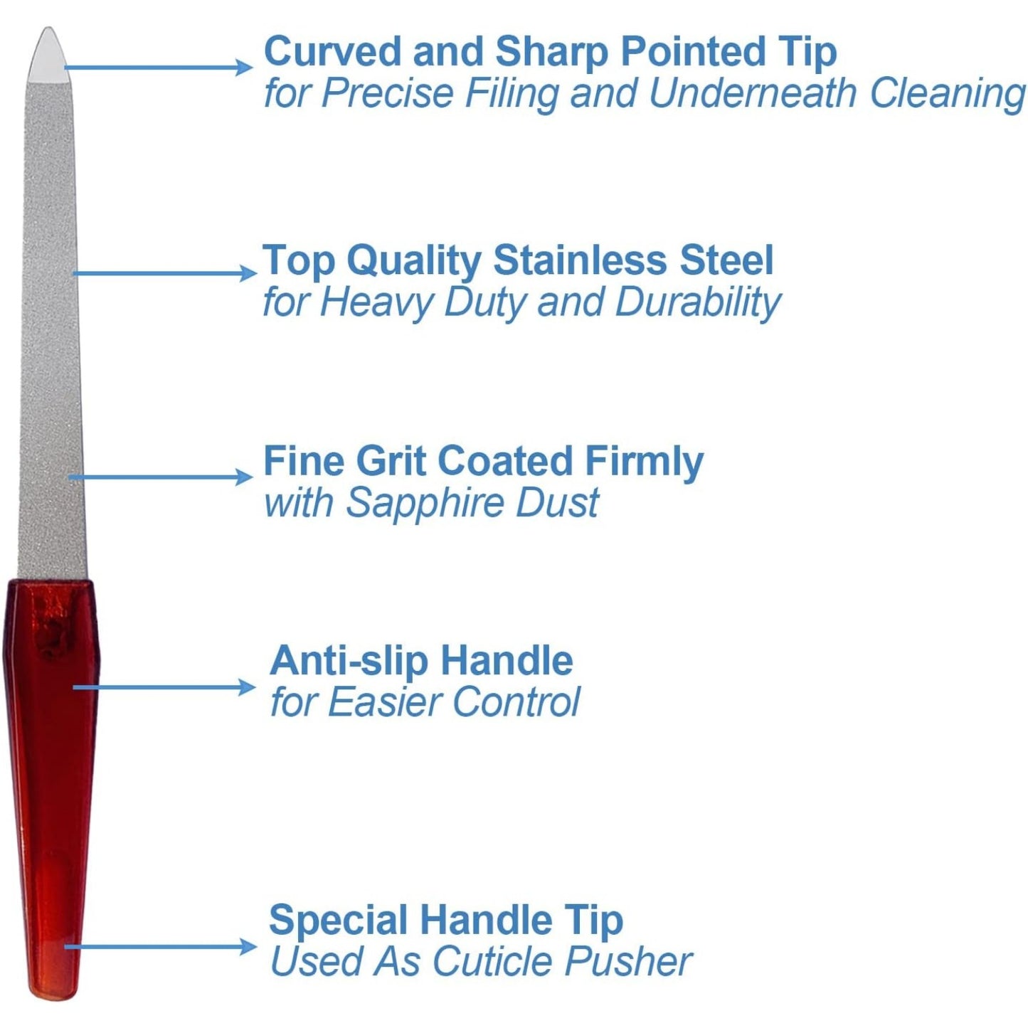 Metal Nail File (6 Pcs), Nail Files for Natural Nails Made of Stainless Steel, Sword Fingernail Files