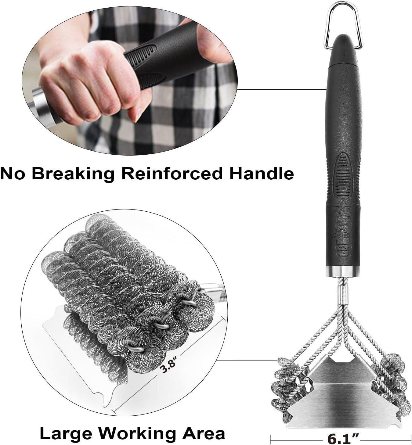 Grill Brush and Scraper Bristle Free - Safe BBQ Brush for Grill -Stainless Grill Grate Cleaner