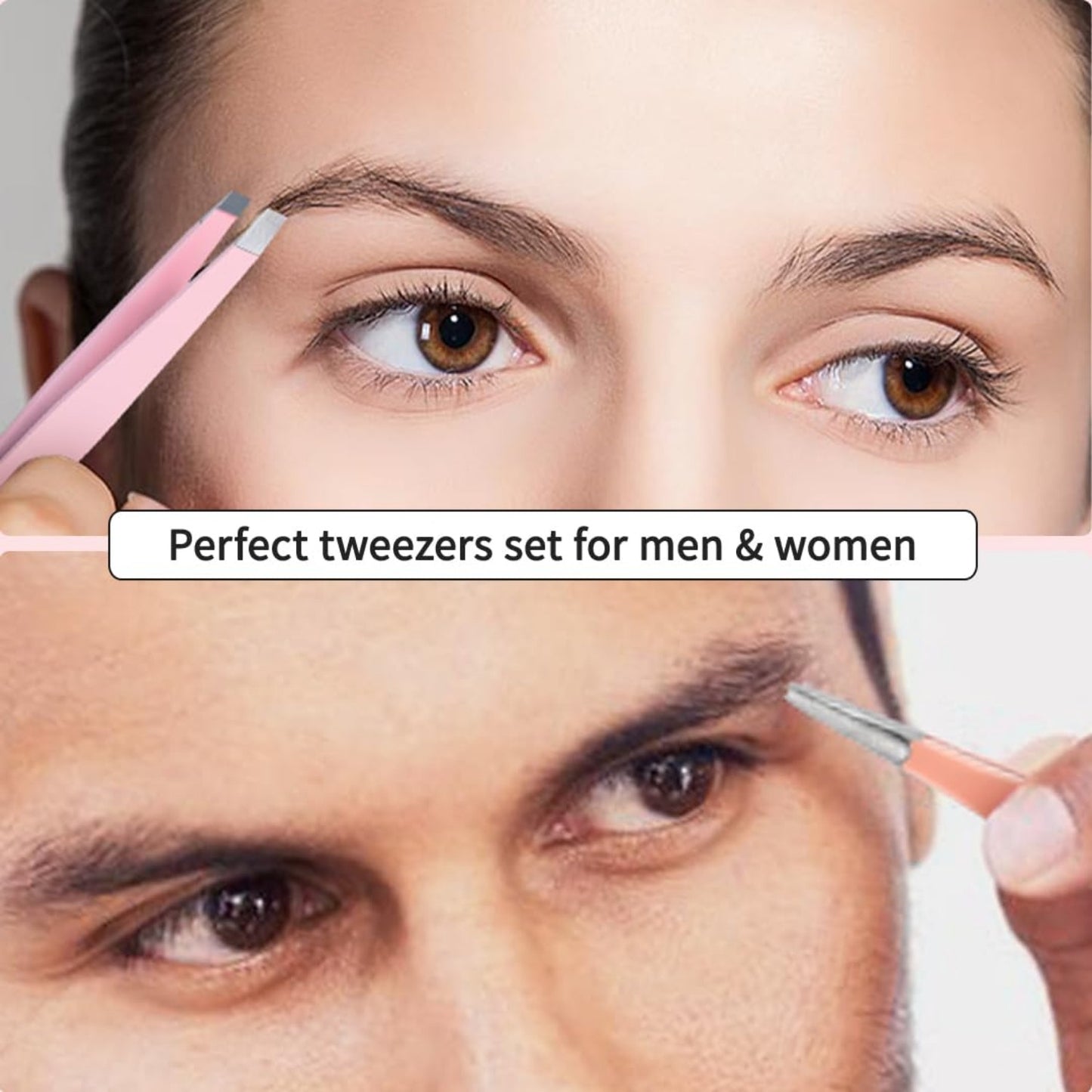 6 PCS Tweezers Set for Women, Eyebrow Tweezers with Curved Scissor for Ingrown Hair