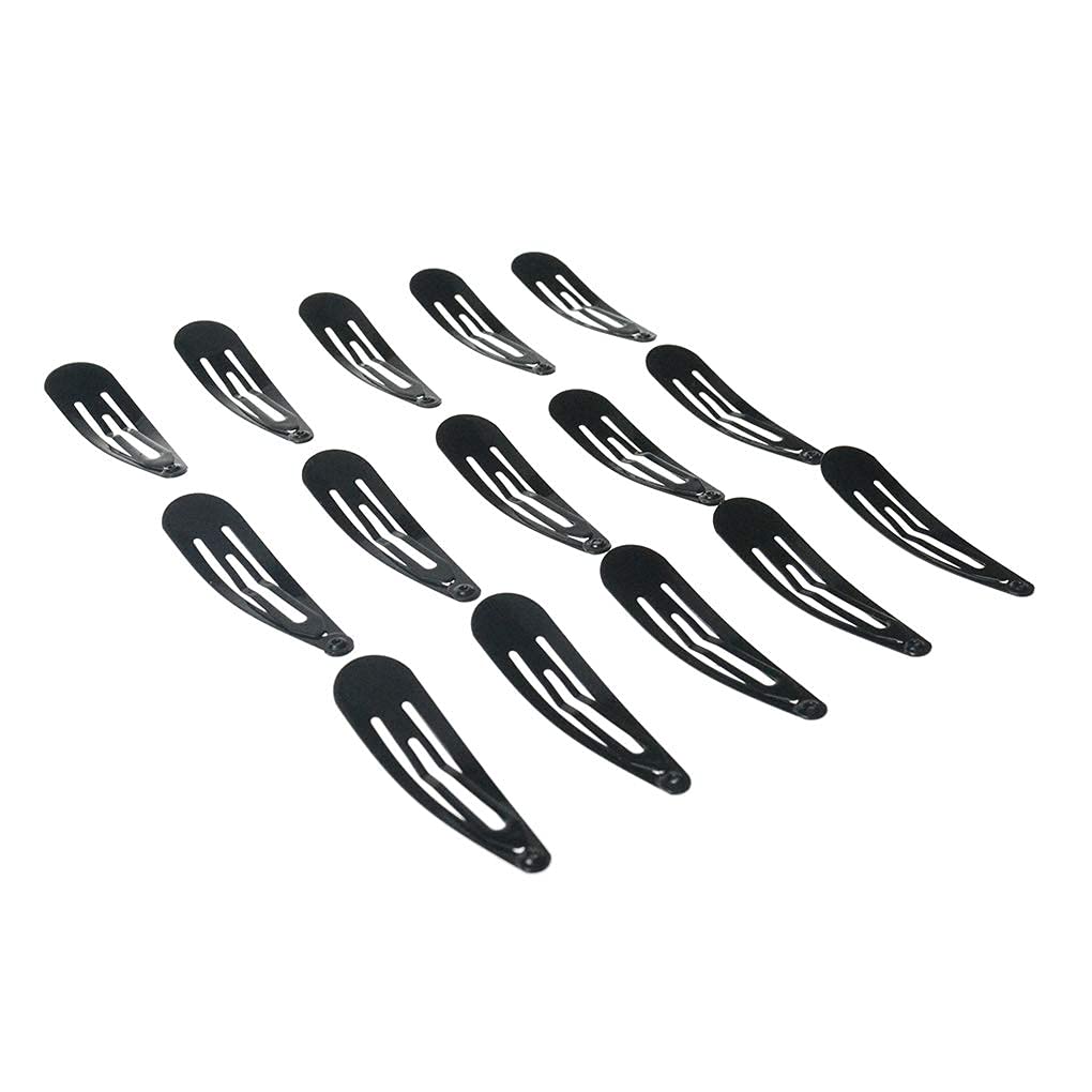 50 Pack Black 2 Inch Barrettes Women Metal Snap Hair Clips Accessories