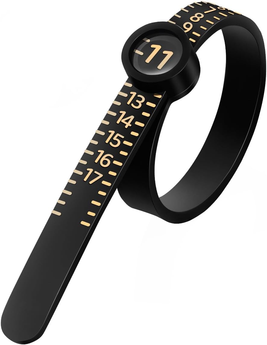 Ring Sizer Measuring Tool with Magnifier, for Ring Measurer and Ring Sizer Clear and Intuitive Reading. Plastic Ring Sizer with Lens, 1-17