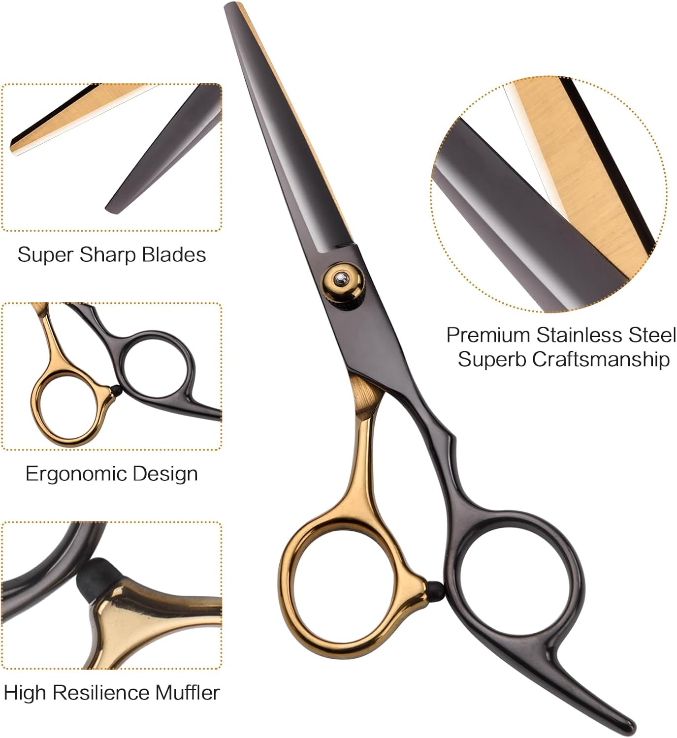 10PCS Hair Cutting Scissors Kit, Hair Scissors Professional Haircut Scissors with Stainless Steel Hair Shears, Thinning Shears