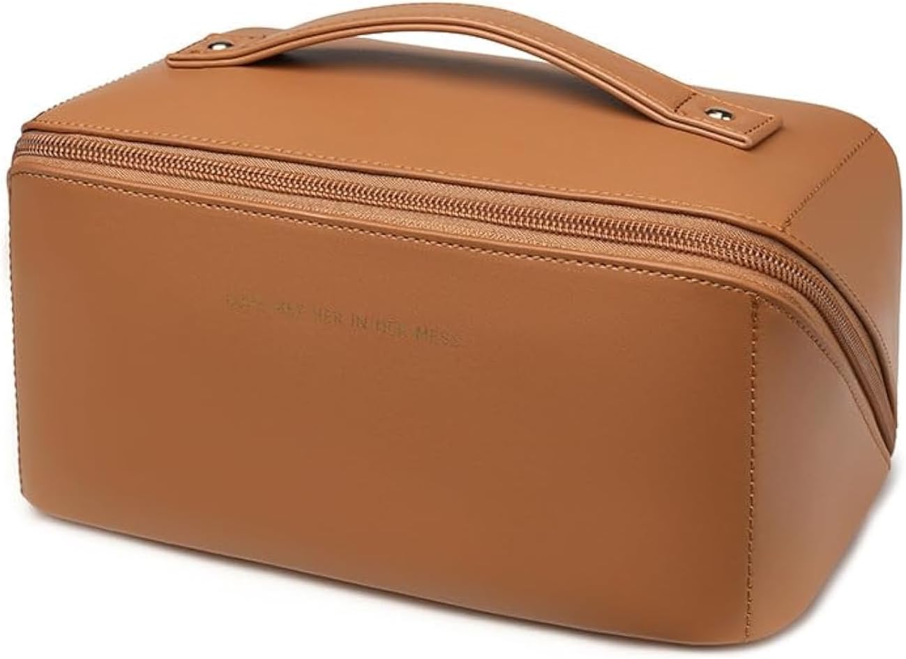 Travel Makeup Bag,Large Capacity Cosmetic Bags for Women,Waterproof Portable Pouch Open Flat Toiletry Bag