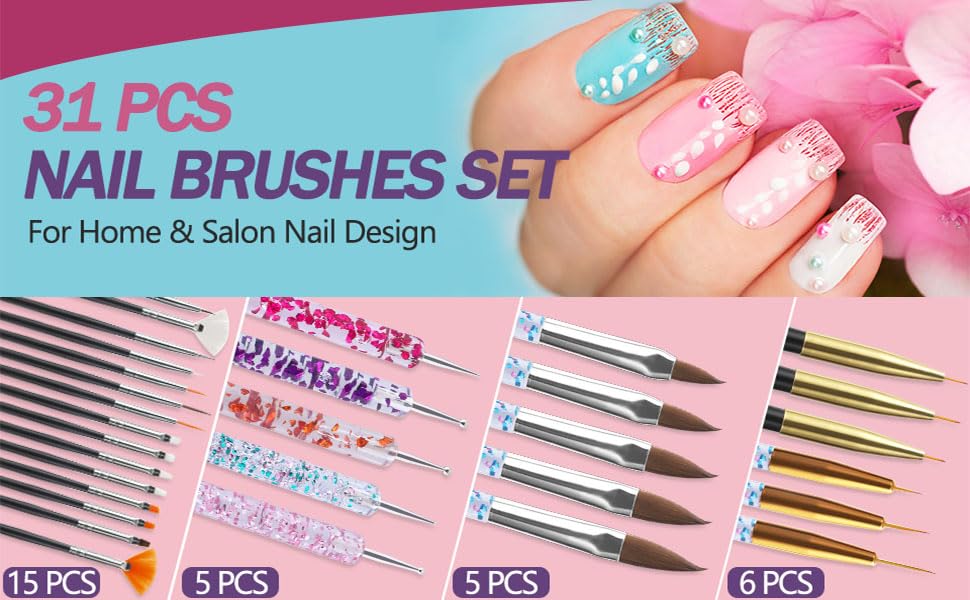35pcs Nail Art Pens brushes,Nail Art Tool Set,Nail Dotting Tools,Nail Dust Brush,Striping Nail Art Brushes