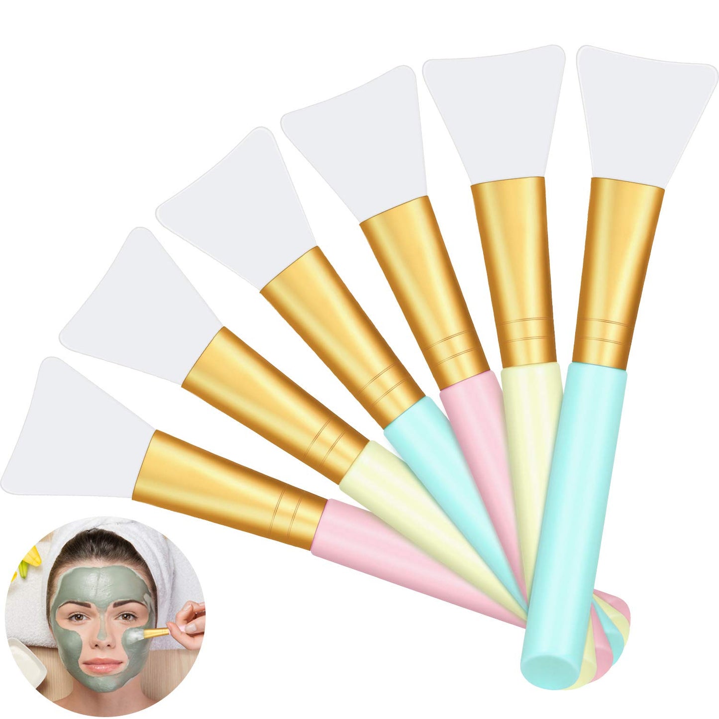6 Pieces Silicone Face Mask Brushes, Facial Mud Mask Applicator for Sleeping Mask, Mud Mask,Body Lotion
