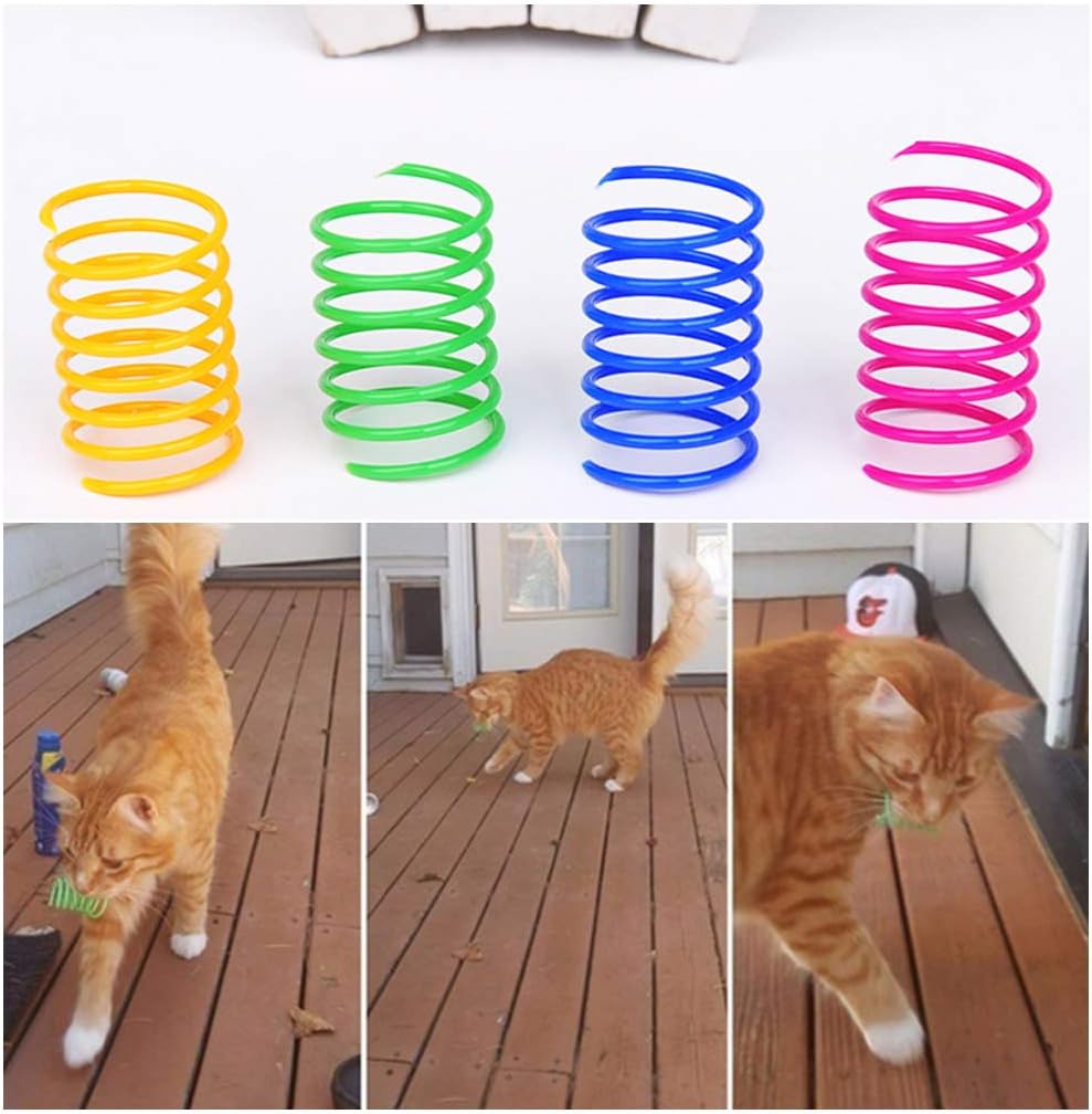 Cat Spiral Spring, 12 Pc Cat Creative Toy Plastic Spring Colorful Springs Cat Toy for Swatting, Biting, Hunting Kitten Toys