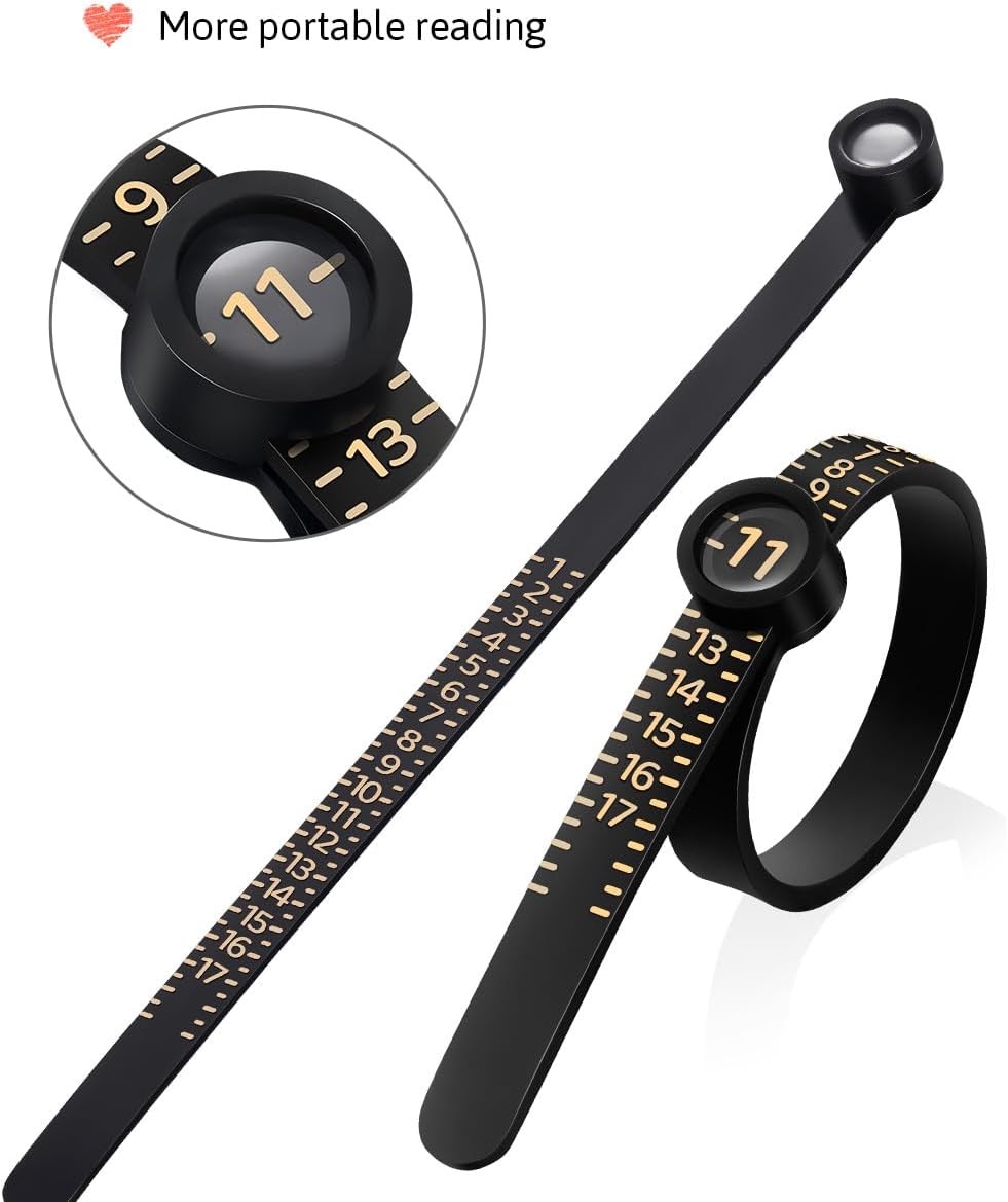 Ring Sizer Measuring Tool with Magnifier, for Ring Measurer and Ring Sizer Clear and Intuitive Reading. Plastic Ring Sizer with Lens, 1-17