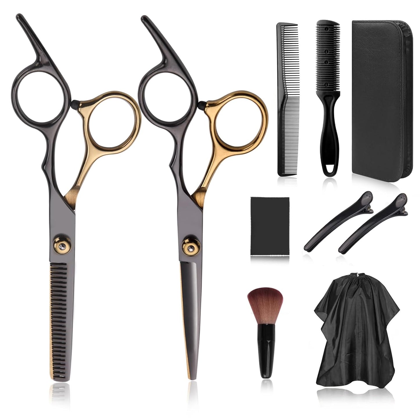 10PCS Hair Cutting Scissors Kit, Hair Scissors Professional Haircut Scissors with Stainless Steel Hair Shears, Thinning Shears