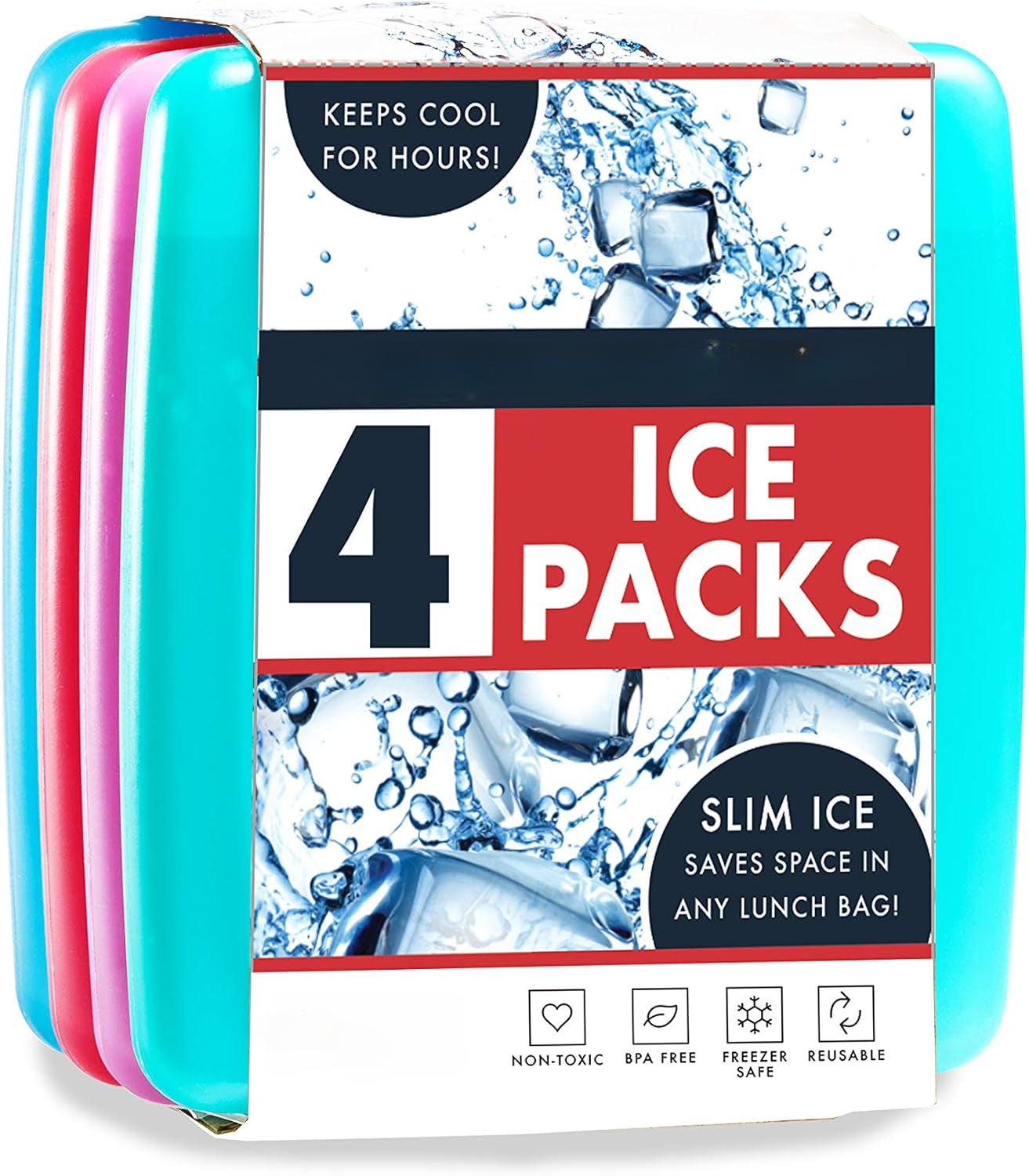 Reusable & Long-Lasting Slim Ice Packs, Cold Packs for Lunch Boxes, Ice Packs for Lunch Bags