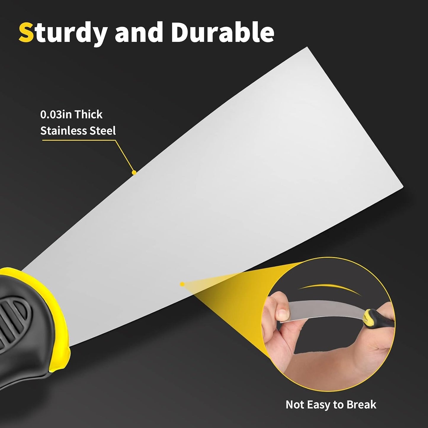 Putty Knife, 4Pcs Spackle Knife Set , Paint Scraper, Taping Knife Tool for Repairing Drywall, Removing Wallpaper, Applying Putty, Plaster, Cement, Adhesive