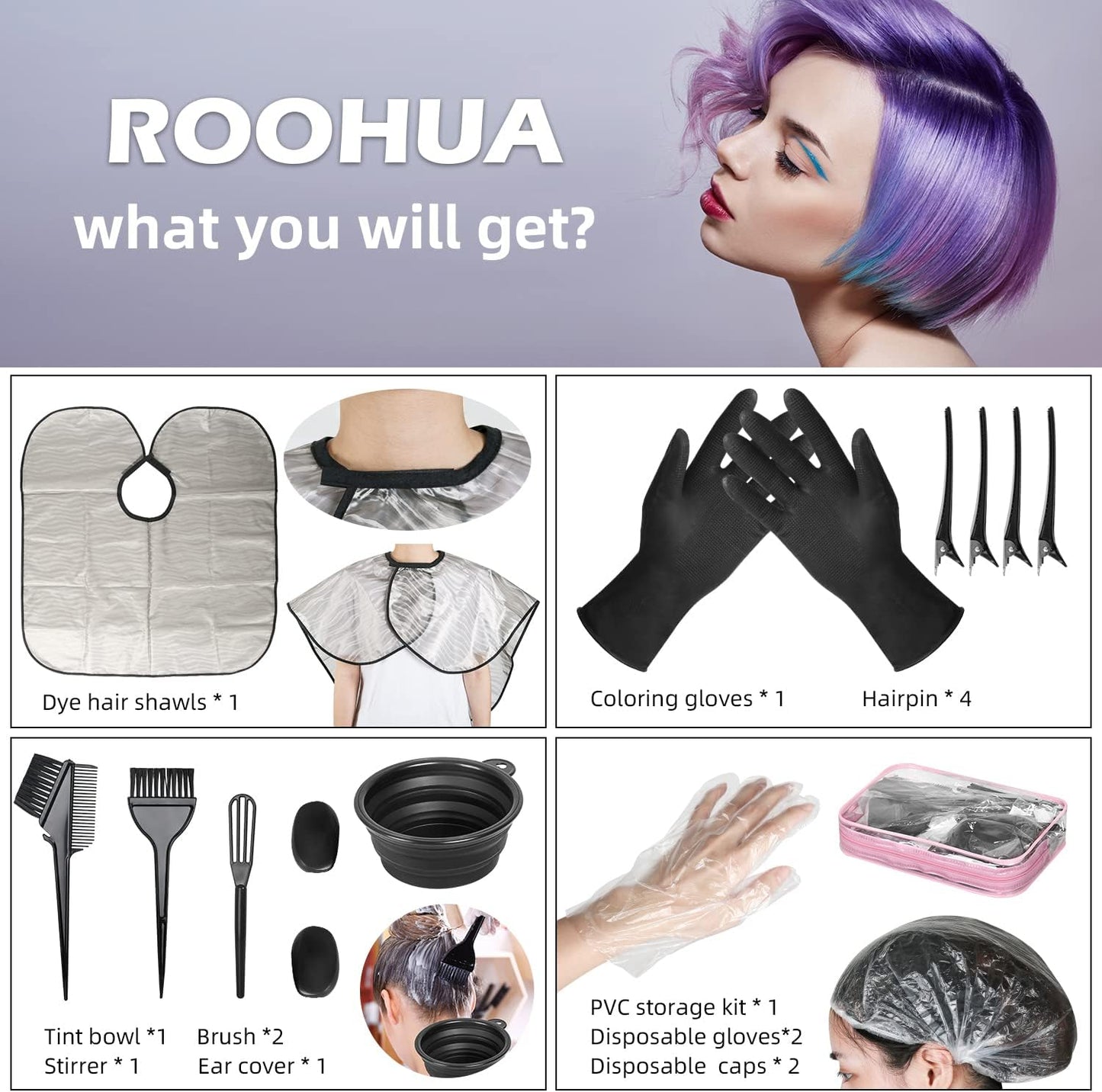 16 Pieces Salon Hair Coloring Products,Hair Dye Coloring Kit- Hair Tinting Bowl, Hair Dye Tools