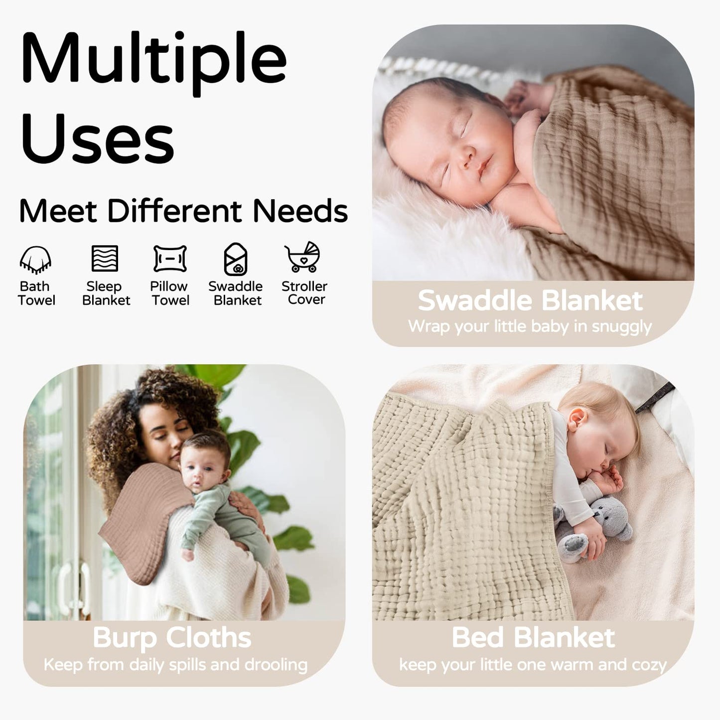 Hooded Baby Towels for Newborn 2 Pack 100% Organic Cotton Baby Bath Towel