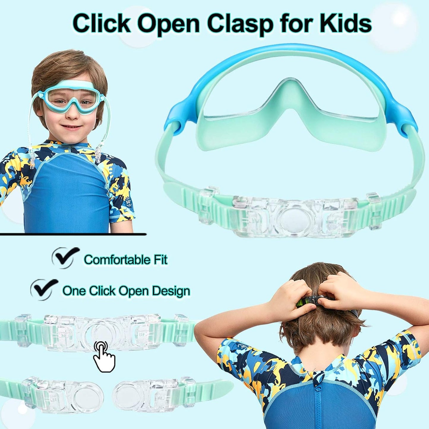 2 Pack Swim Goggles Anti-Fog Anti-UV Wide View Swimming Goggles for Kids 3-14