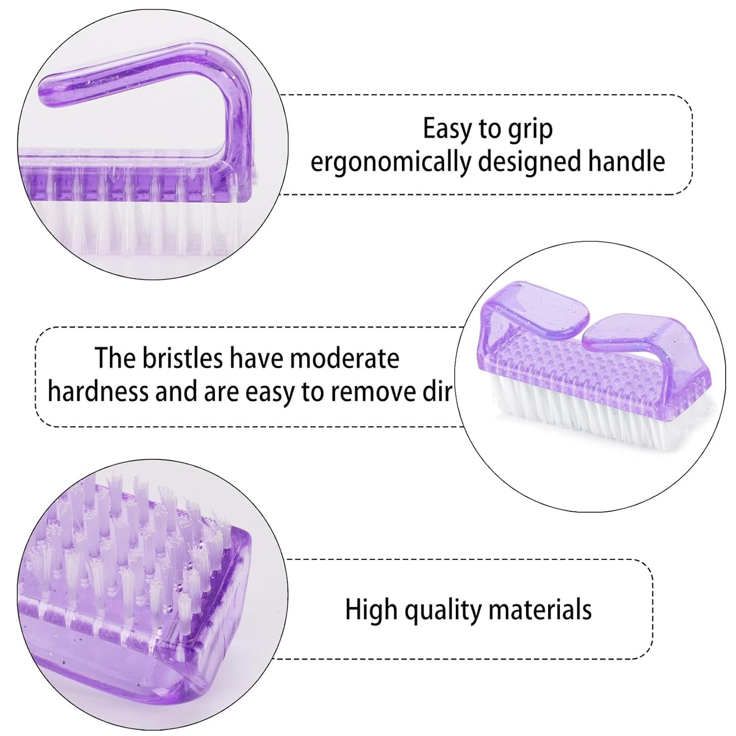 12 Pcs Handle Grip Nail Brush, Fingernail Brush Cleaner Hand Scrub Cleaning Brushes for Toes, Nails, Men and Women