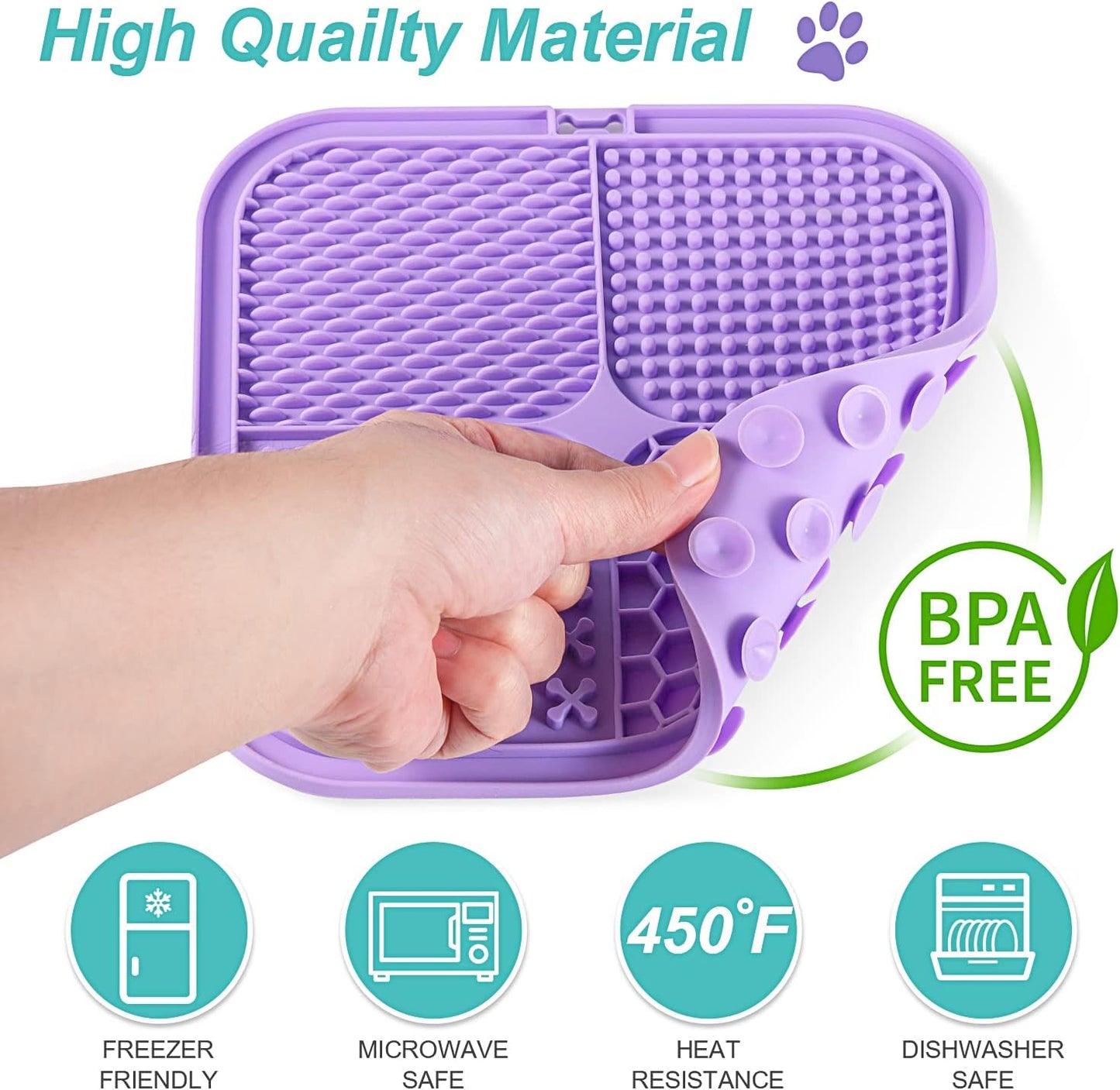Lick Mat for Dogs & Cats 2 Pack with Suction Cups, Dog Lick Mat