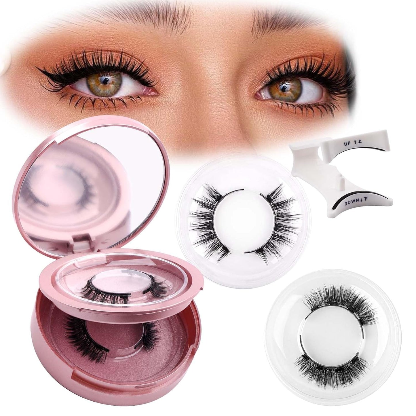 2 Pair Magnetic Eyelashes with Applicator, Reusable magnetic Lashes, False Eyelash Natural Look, No Glue Needed