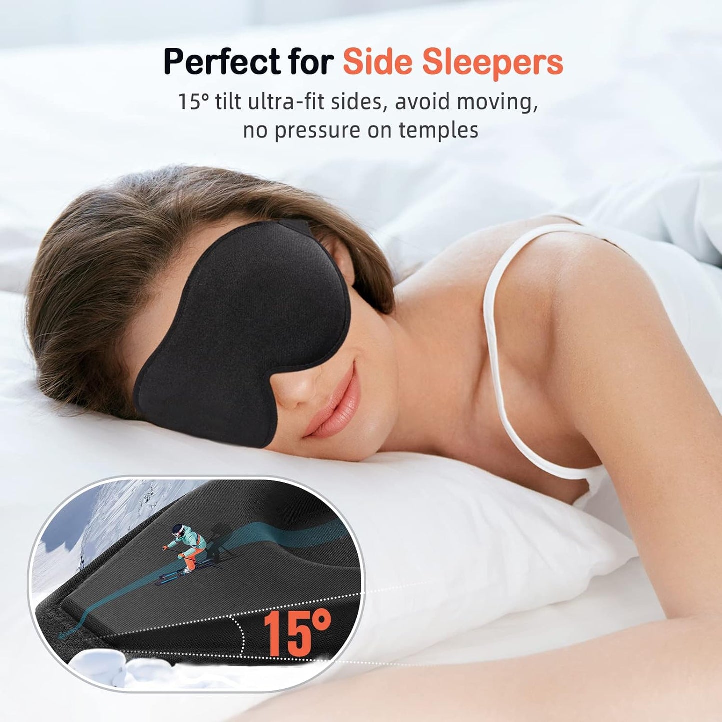 Sleep Mask for Side Sleeper, Eye Mask for Sleeping Light Blocking, 3D Contoured Cup Sleeping Mask