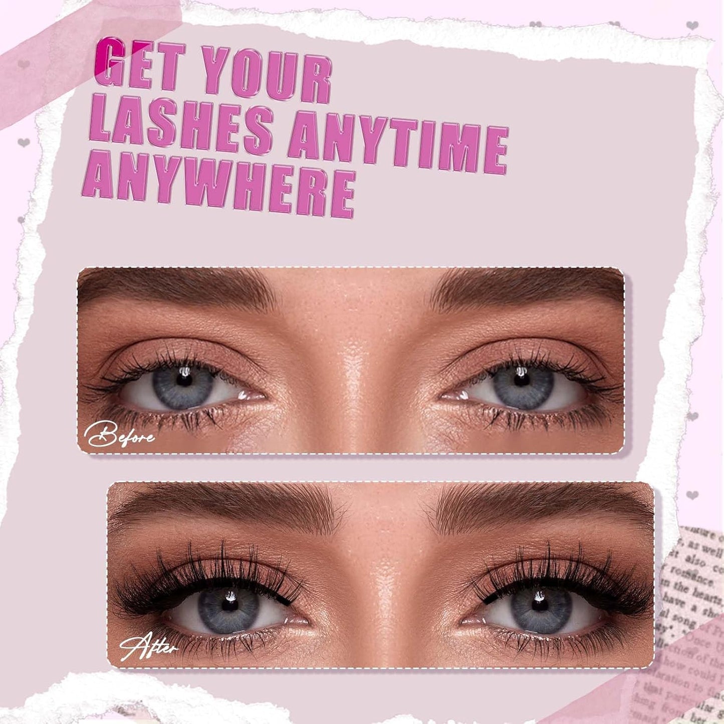 2 Pair Magnetic Eyelashes with Applicator, Reusable magnetic Lashes, False Eyelash Natural Look, No Glue Needed