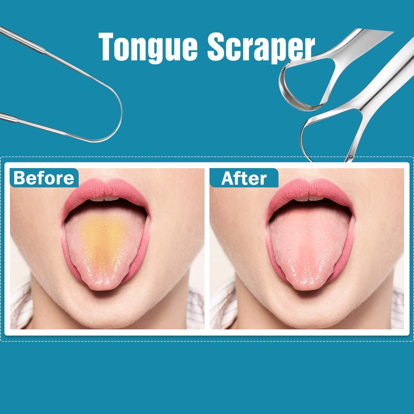 3 PCS Metal Tongue Scraper, Tongue Scrapers for Adults, Stainless Steel Tounge Scrappers, Tounge Scraper