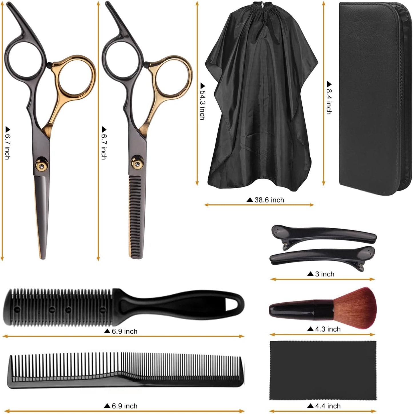 10PCS Hair Cutting Scissors Kit, Hair Scissors Professional Haircut Scissors with Stainless Steel Hair Shears, Thinning Shears
