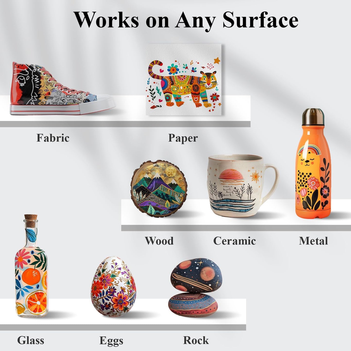 Acrylic Paint Markers, 24 Colors Dual-Tip Acrylic Paint Pens (Dot & Fine) Rock