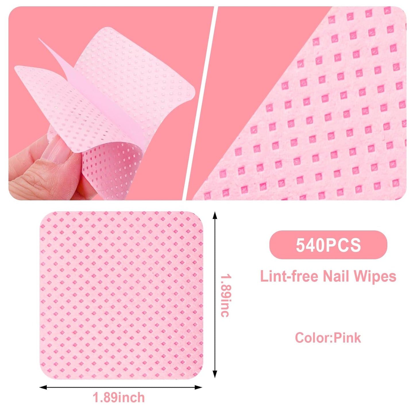 540PCS Lint-Free Nail Wipes – Soft, Super Absorbent Wipes for Nail Care and Eyelash Extension Cleaning