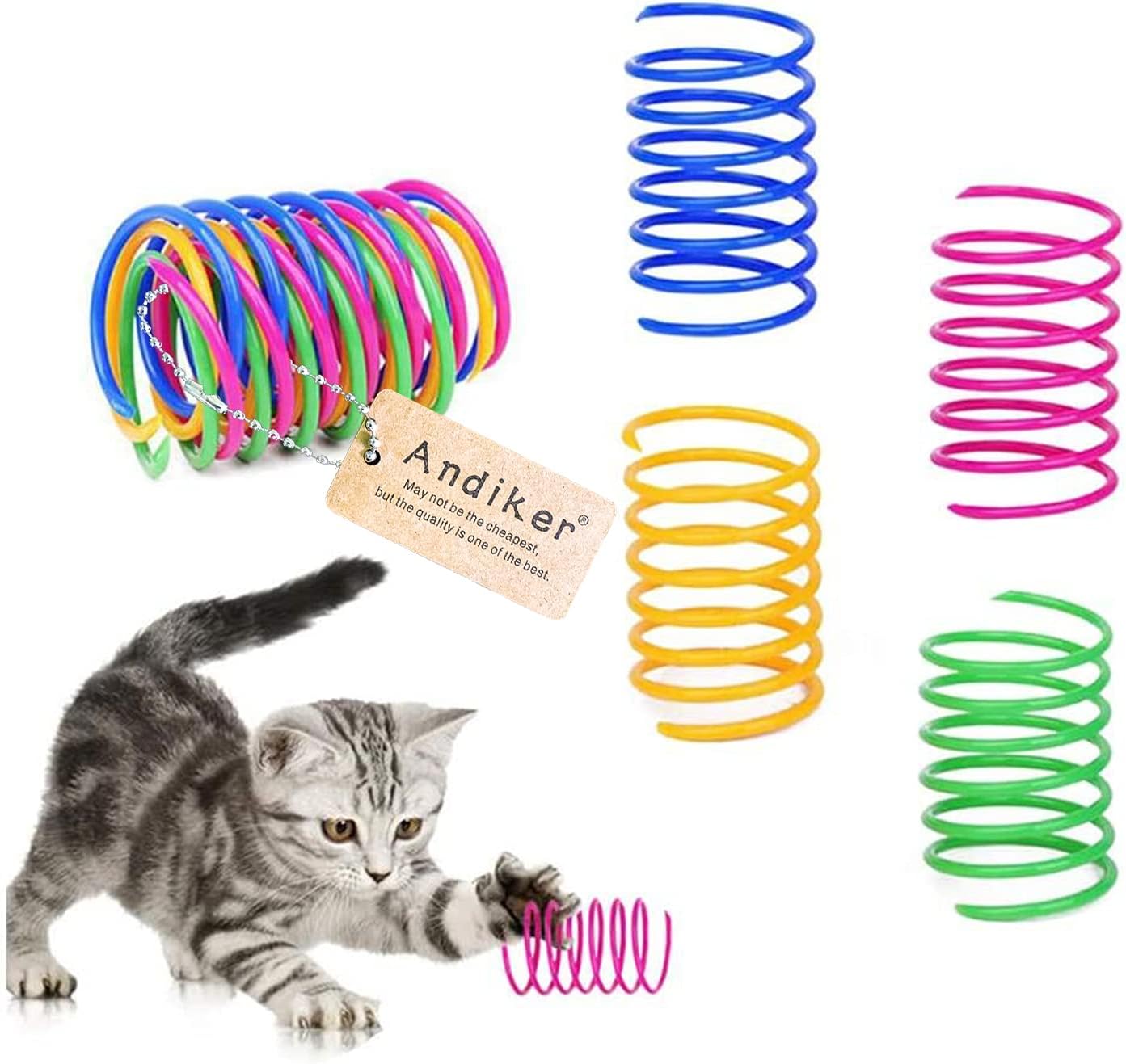 Cat Spiral Spring, 12 Pc Cat Creative Toy Plastic Spring Colorful Springs Cat Toy for Swatting, Biting, Hunting Kitten Toys