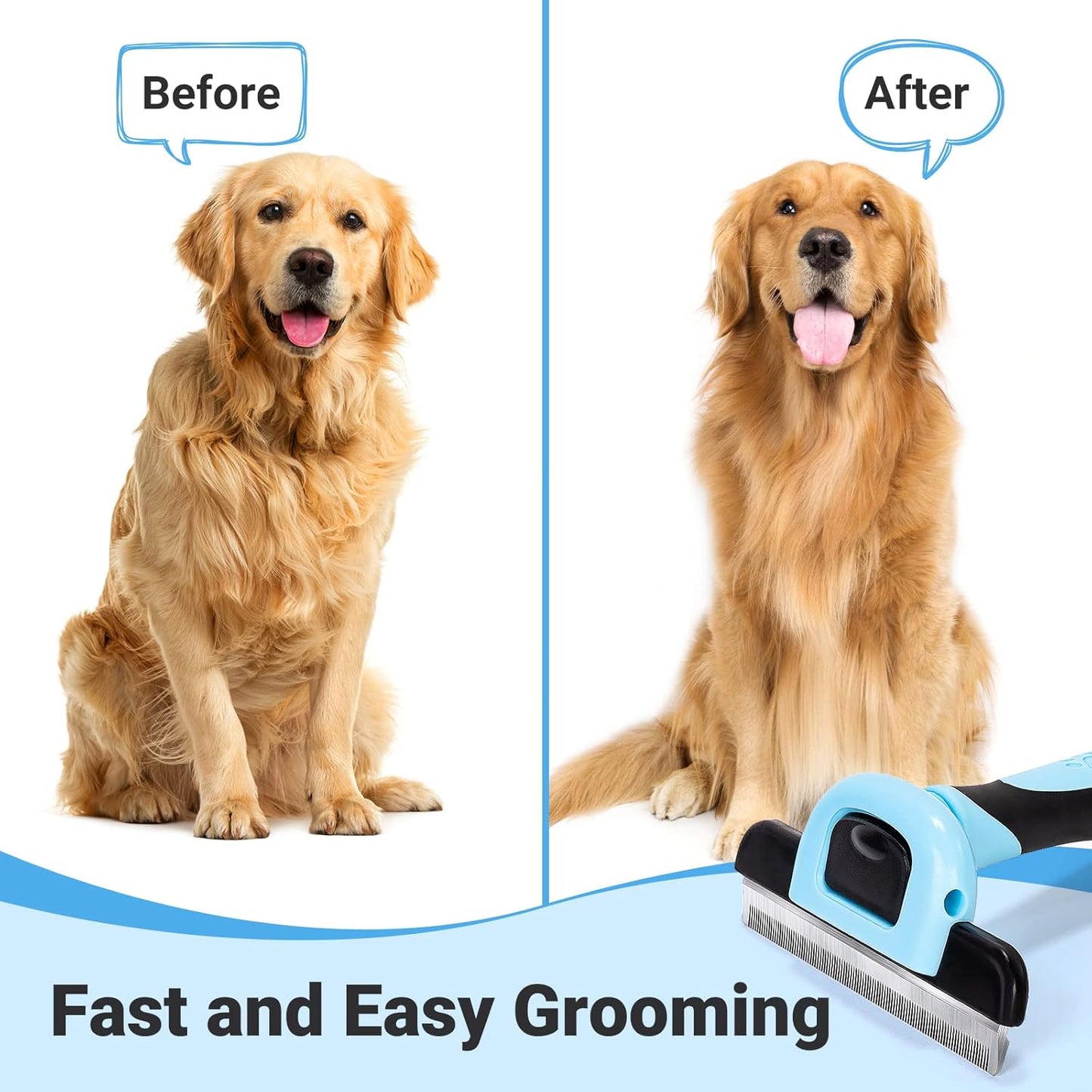 Pet Grooming Brush, Deshedding Tool for Dogs & Cats, Effectively Reduces Shedding
