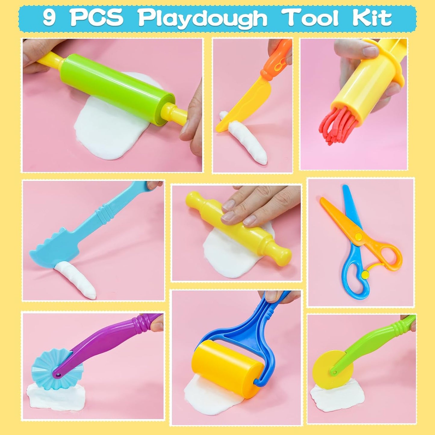 Playdough Tool Set, 9 Pcs Play Dough Tools Sets for Kids Ages 4-8, Playdough Accessories