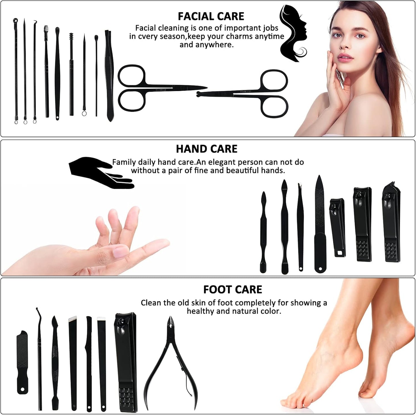 Manicure Set Professional Nail Clipper Kit-26 Pieces Stainless Steel Manicure Kit,nail Care Tools