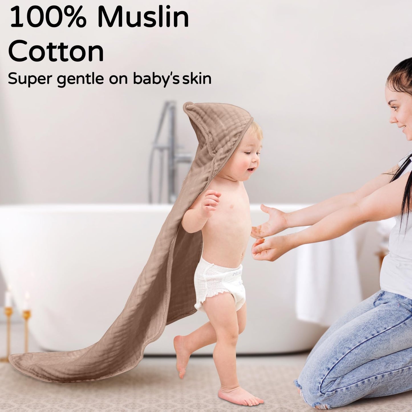 Hooded Baby Towels for Newborn 2 Pack 100% Organic Cotton Baby Bath Towel