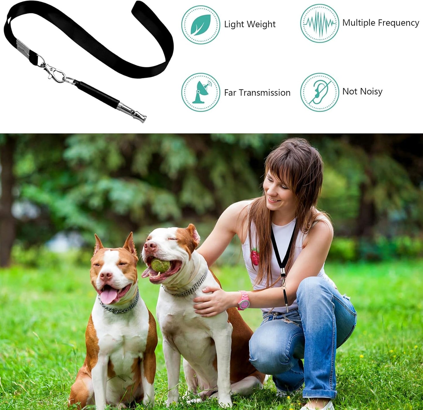 2 Pack Dog Whistle, Adjustable Ultrasonic Silent Dog Whistle, Professional Recall Dog Training Whistles