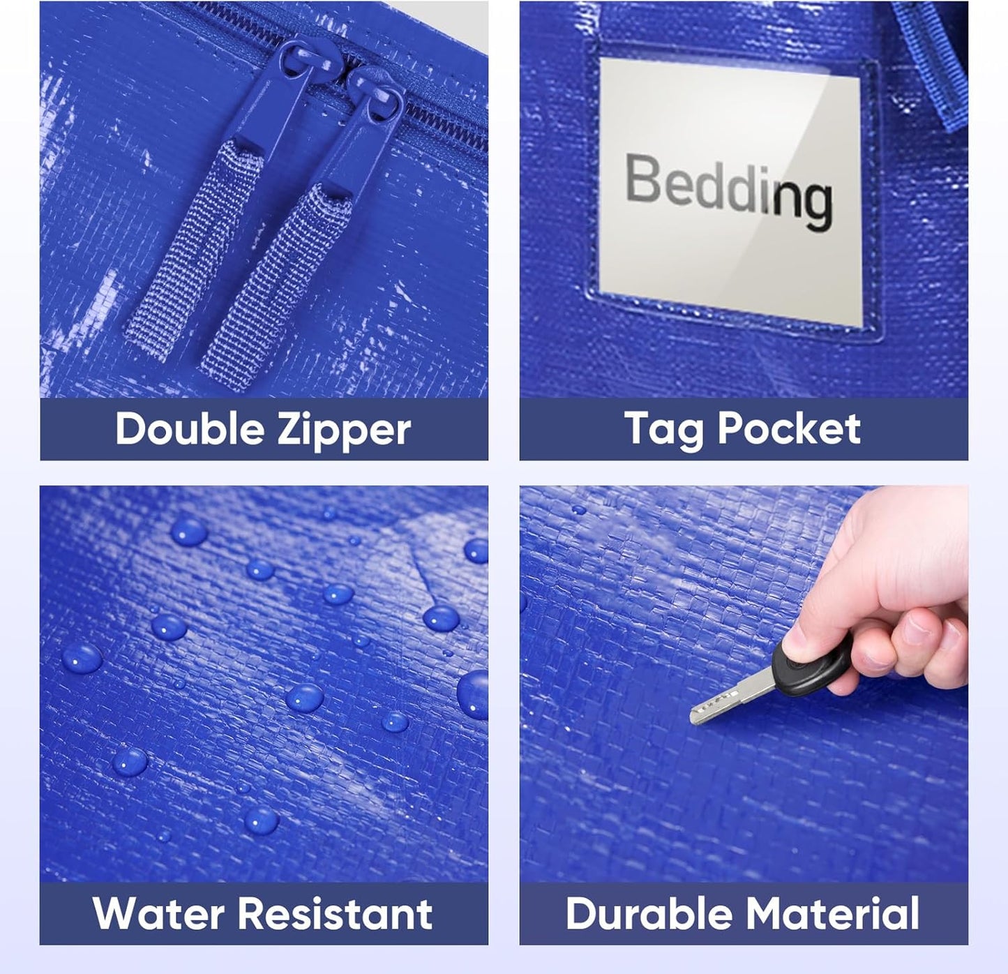 2 Pack Extra Large Moving Bags with Zippers & Carrying Handles, Heavy-Duty Storage Tote Moving Boxes for Space Saving