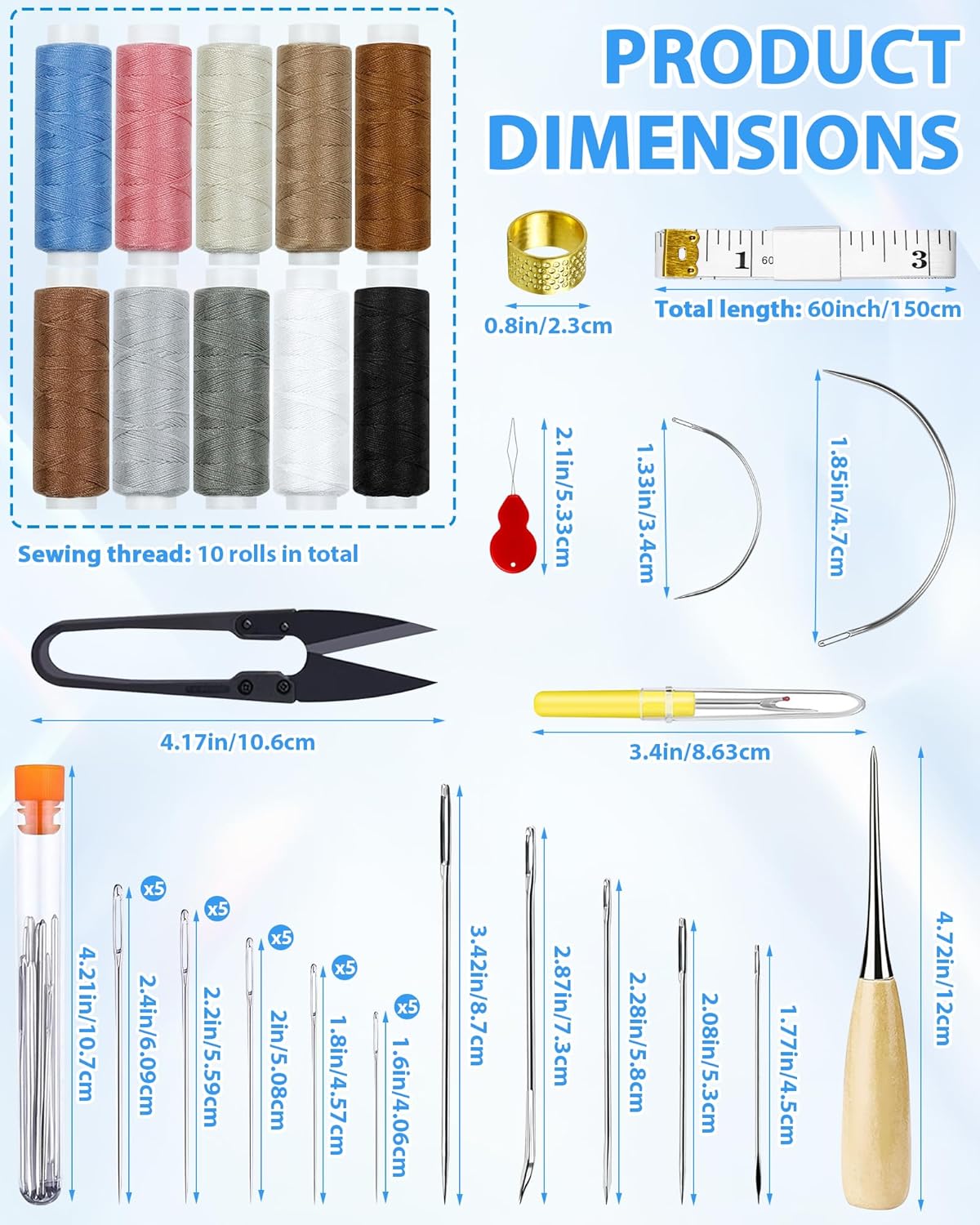 Upholstery Repair Sewing Kit: 47 Pieces Heavy Duty Sewing Kit for Car, Sofa, Backpack, Shoe, Craft DIY