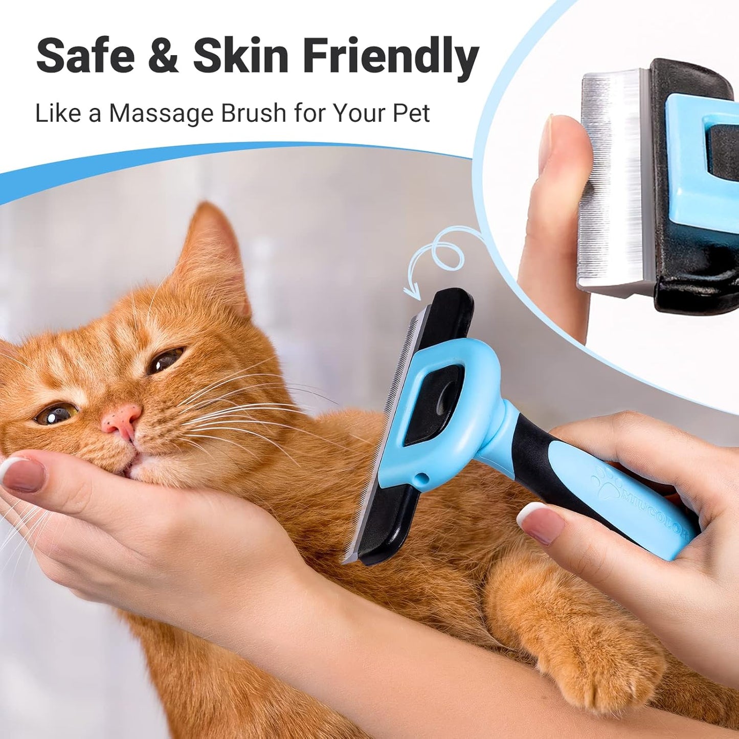 Pet Grooming Brush, Deshedding Tool for Dogs & Cats, Effectively Reduces Shedding