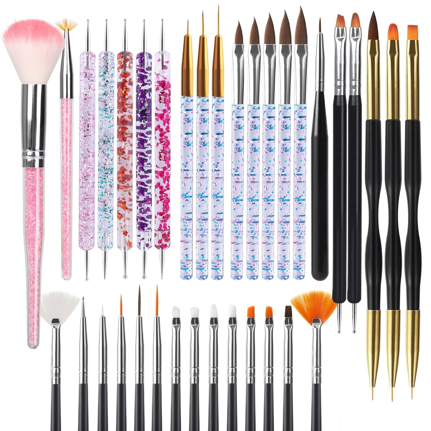 35pcs Nail Art Pens brushes,Nail Art Tool Set,Nail Dotting Tools,Nail Dust Brush,Striping Nail Art Brushes