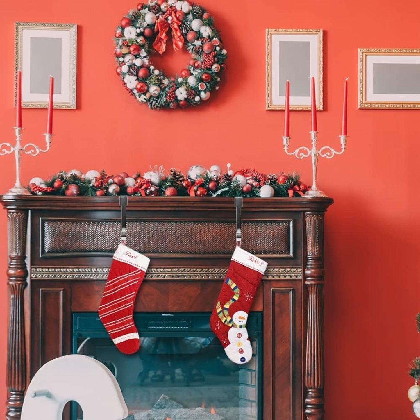 4 Pack Christmas Stockings Holder Hanger,Metal Hooks for Hanging Christmas Stockings,Stocking Holders or Christmas