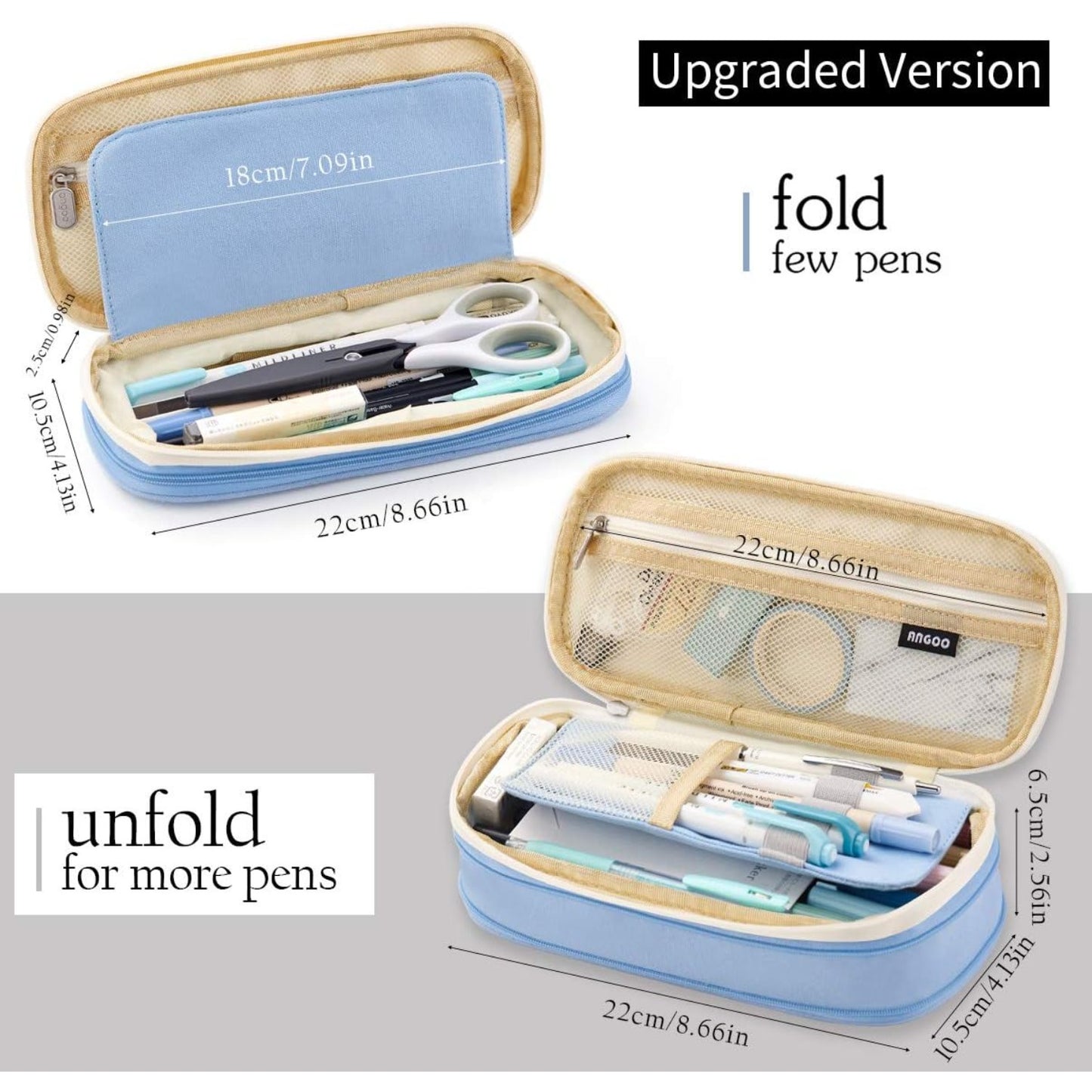 Large Capacity Pencil Case with 30 Pre-Sharpened Pencils, Multi-Functional Pen Pouch Organizer for School, College, Office, Travel