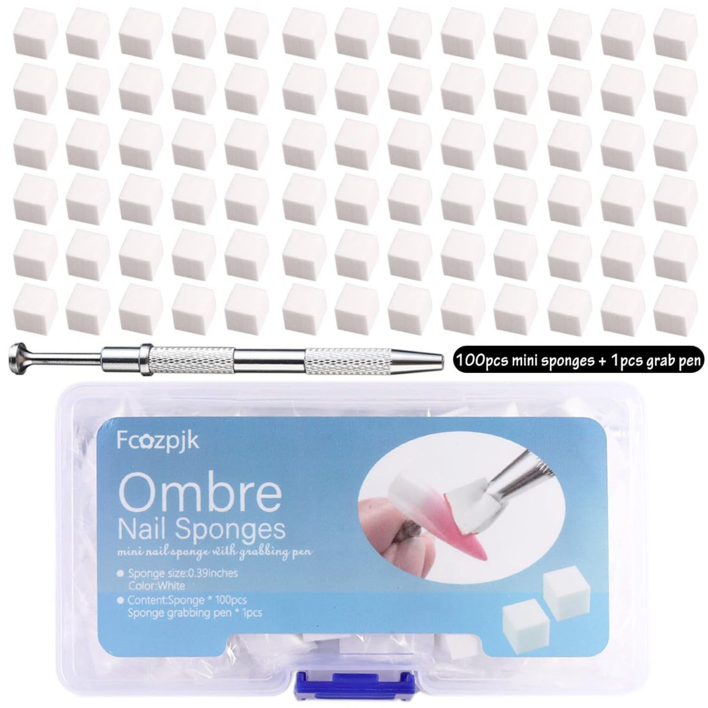 100Pcs Soft Nail Sponges for Ombre, Nail Art Sponges With Grabbing Pen, Aura Nails, Ombre Nail Brush