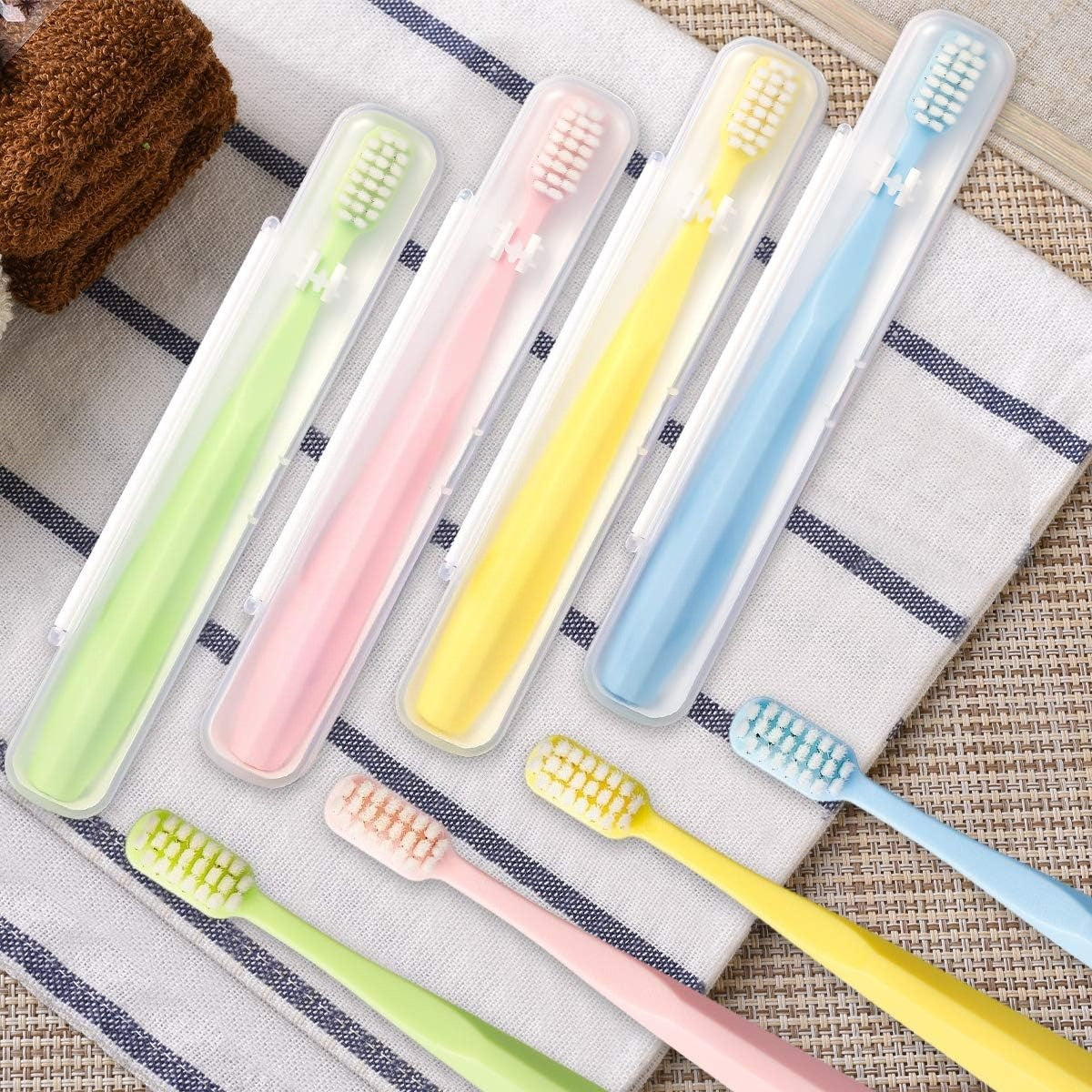 Travel Toothbrush ,4 Pack Extra Soft Toothbrush for Sensitive Teeth, Ultra Soft Bristles for Adults & Elders