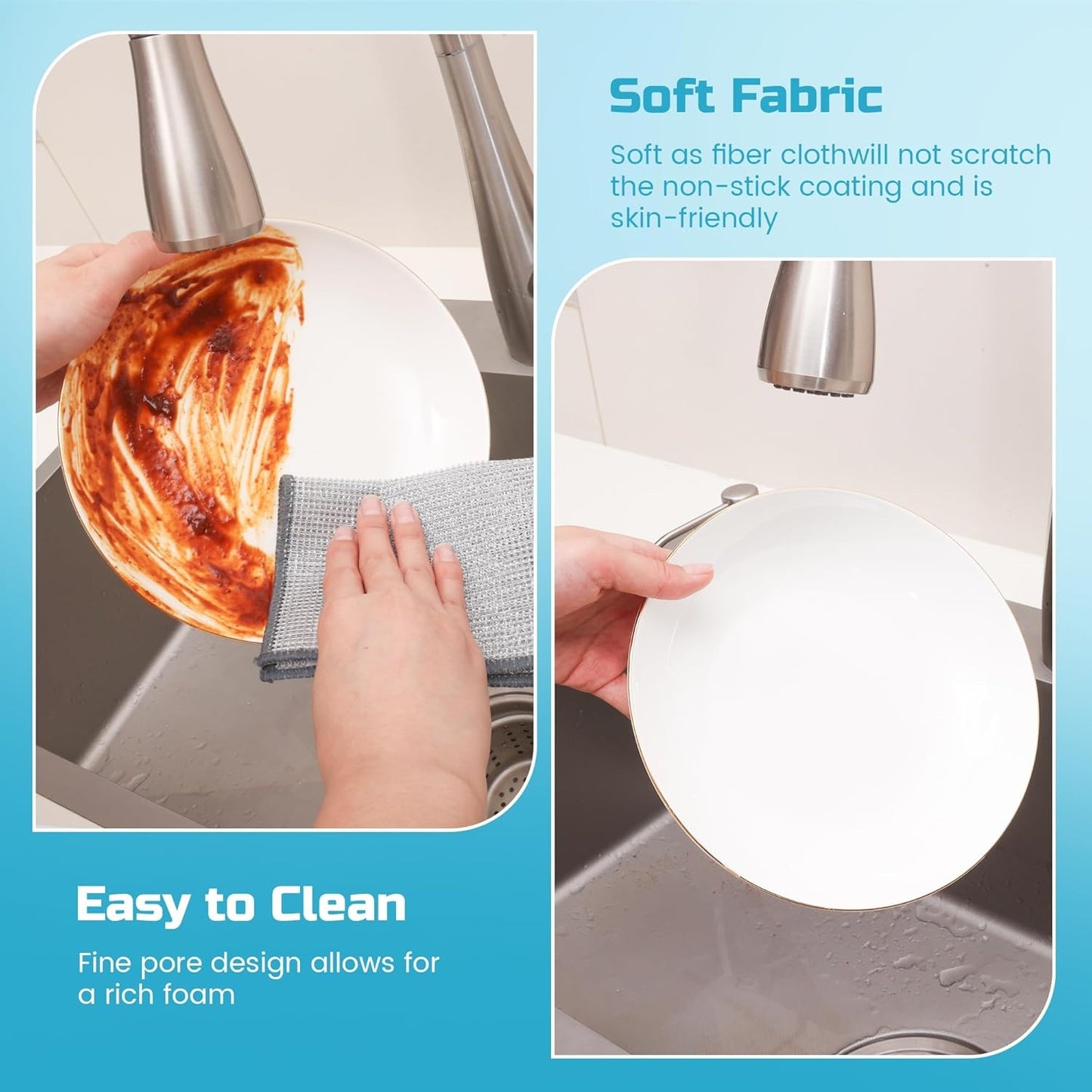 10 Pcs New Upgrade 3-Layer Metal Dish Cloth, Multipurpose Wire Dishwashing Rag，Kitchen Cleaning DishRags