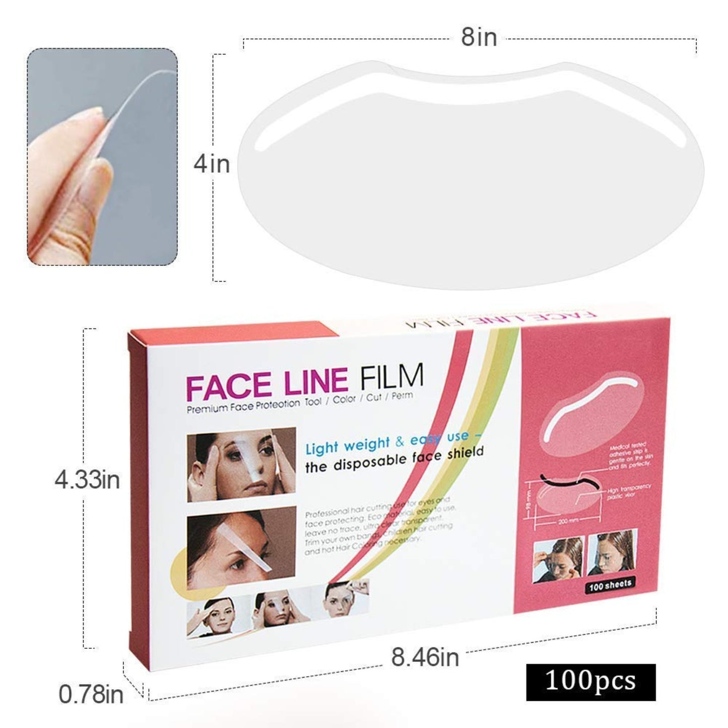 100 PCS Microblading Makeup Shower Face Shields Visors, Disposable Face Shields Masks