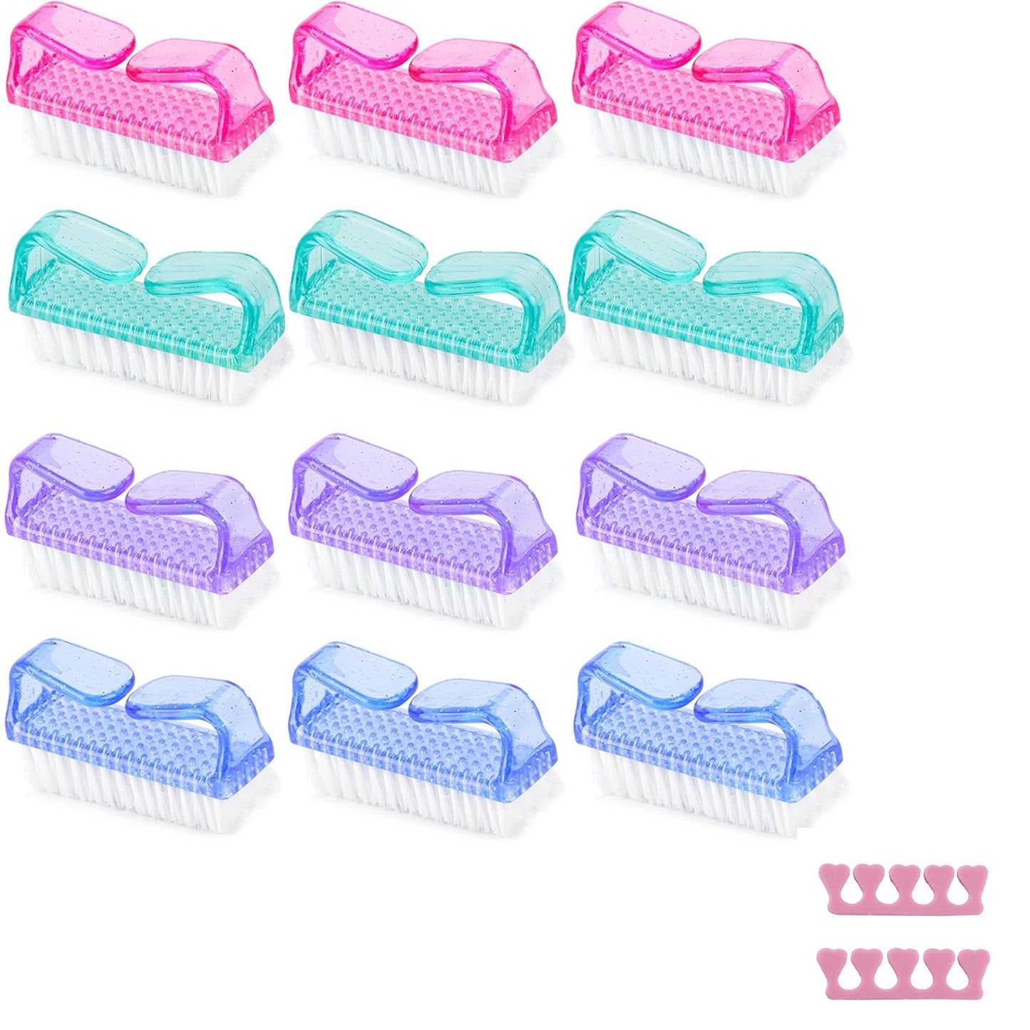 12 Pcs Handle Grip Nail Brush, Fingernail Brush Cleaner Hand Scrub Cleaning Brushes for Toes, Nails, Men and Women