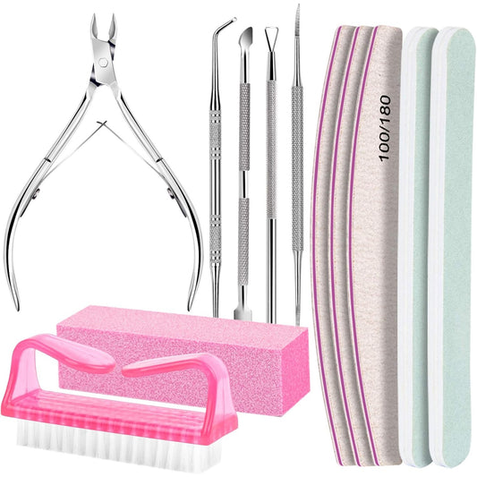 Nail Care Kit, Nail Files 100/180, Nail Buffer Block, Cuticle Nippers, Cuticle Trimmer, Cuticle Pusher