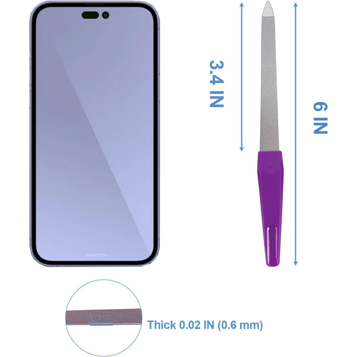 Metal Nail File (6 Pcs), Nail Files for Natural Nails Made of Stainless Steel, Sword Fingernail Files