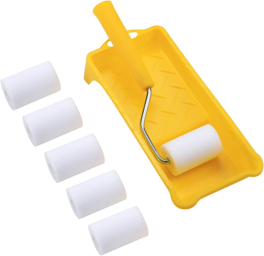 Foam Paint Roller Kit ,6 Pack Mini Paint Rollers with Refills, Small Sponge Roller ,small paint roller