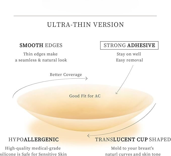 Nipple Covers for Women,Waterproof Silicone Nipple Pasties Reusable,Ultra Thin Adhesive Nipple Cover